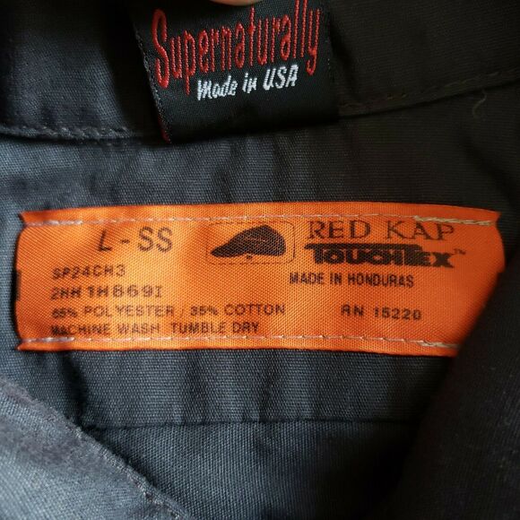 LUCKY 13 THIRTEEN button down short sleeve casual gray work shirt Momento Mori L - Picture 7 of 8